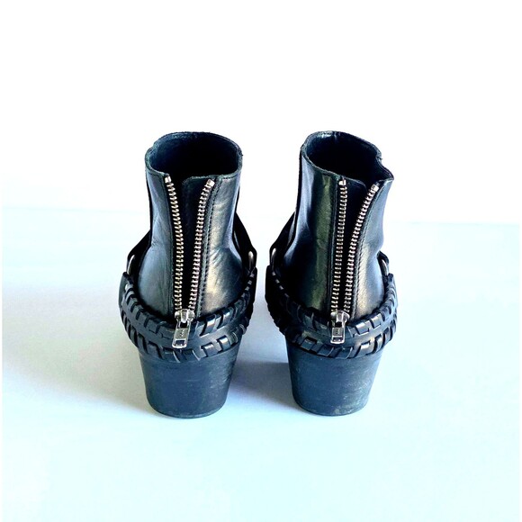 BRUSQUE Women's Black Leather Ankle Boots Pointed Toe Sz 35 7.5 Heeled Booties - Picture 8 of 14